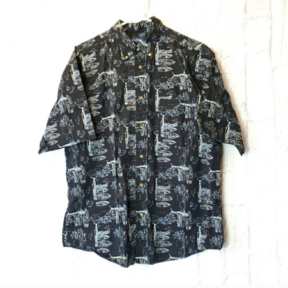 PURITAN Boat Fishing Short-sleeve Button-down Shirt Large